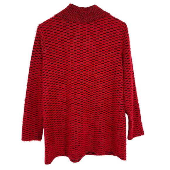 Ali Miles Medium Red Fuzzy Wearable Art to Wear Blouse Shirt Top Christmas Artsy - Picture 7 of 7